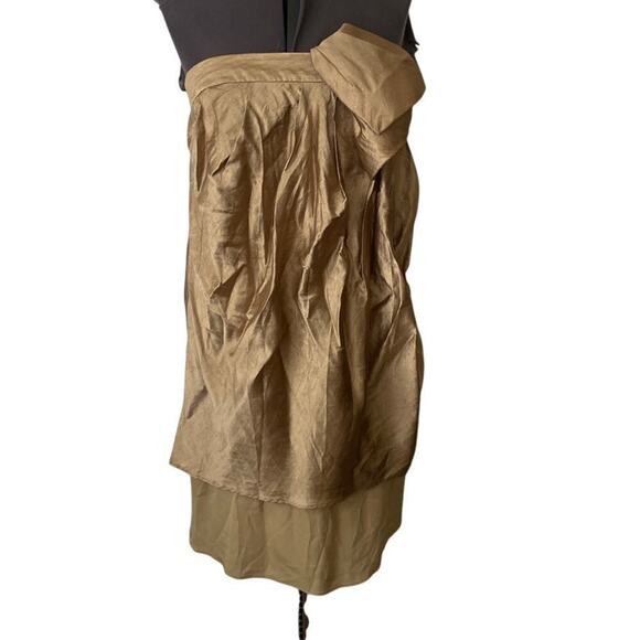 3.1 Phillip Lim Gold Lame Orchid Pleated Strapless Mini Dress • Size 4 ⬇️ - Picture 2 of 4